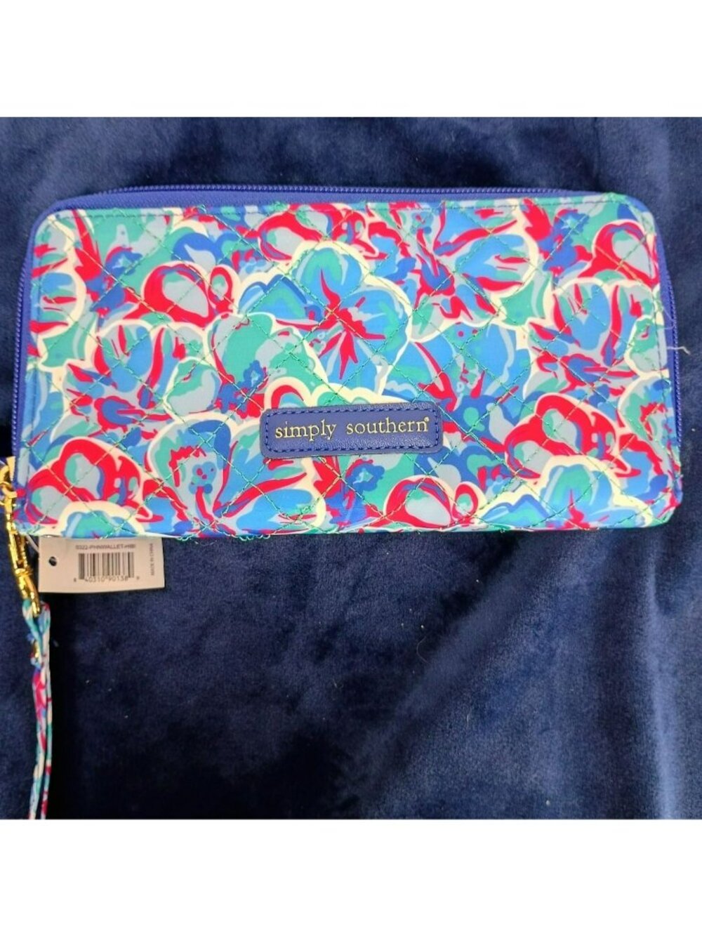 Simply Southern Quilted Floral Wristlet Wallet With Zipper Closure & Strap